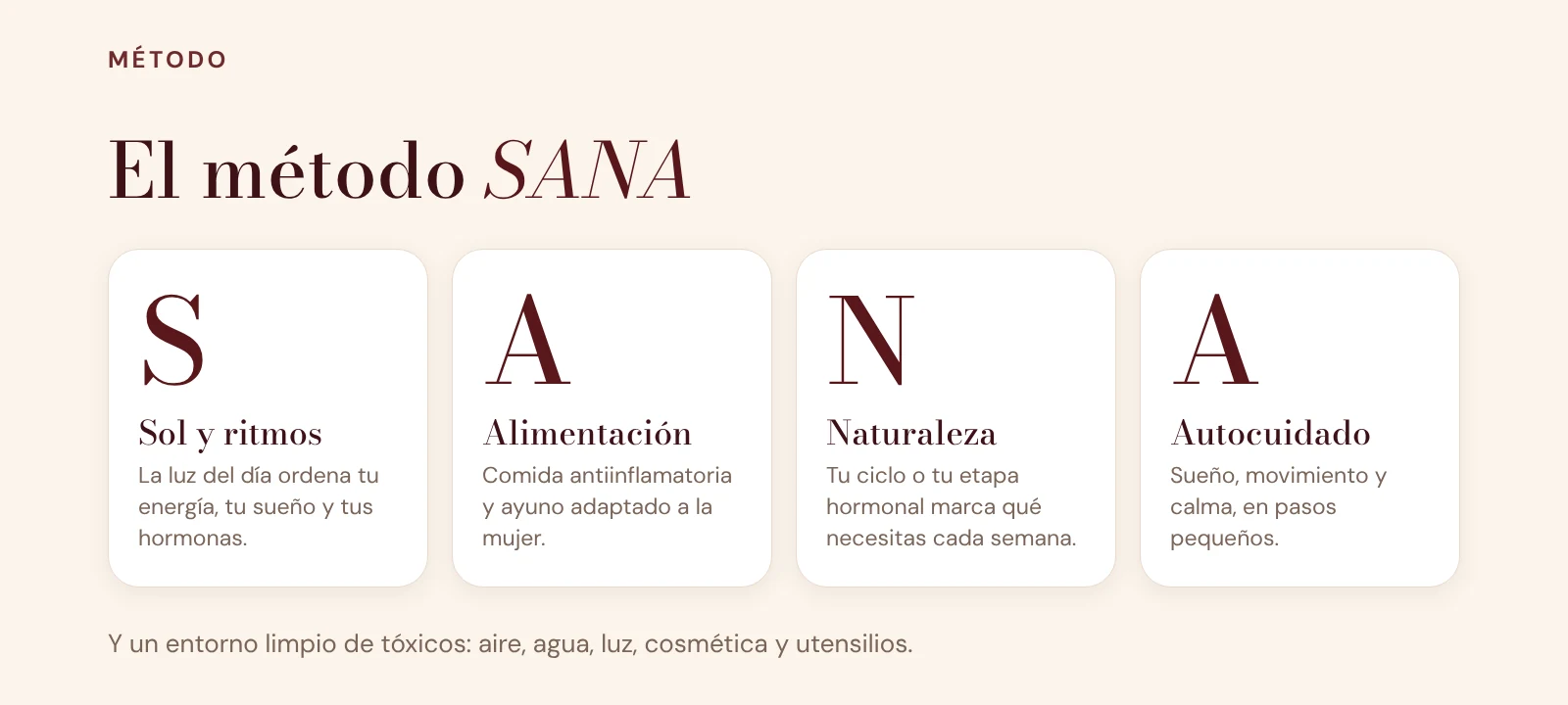 El método SANA: Sol y ritmos, Alimentación, Naturaleza y Autocuidado